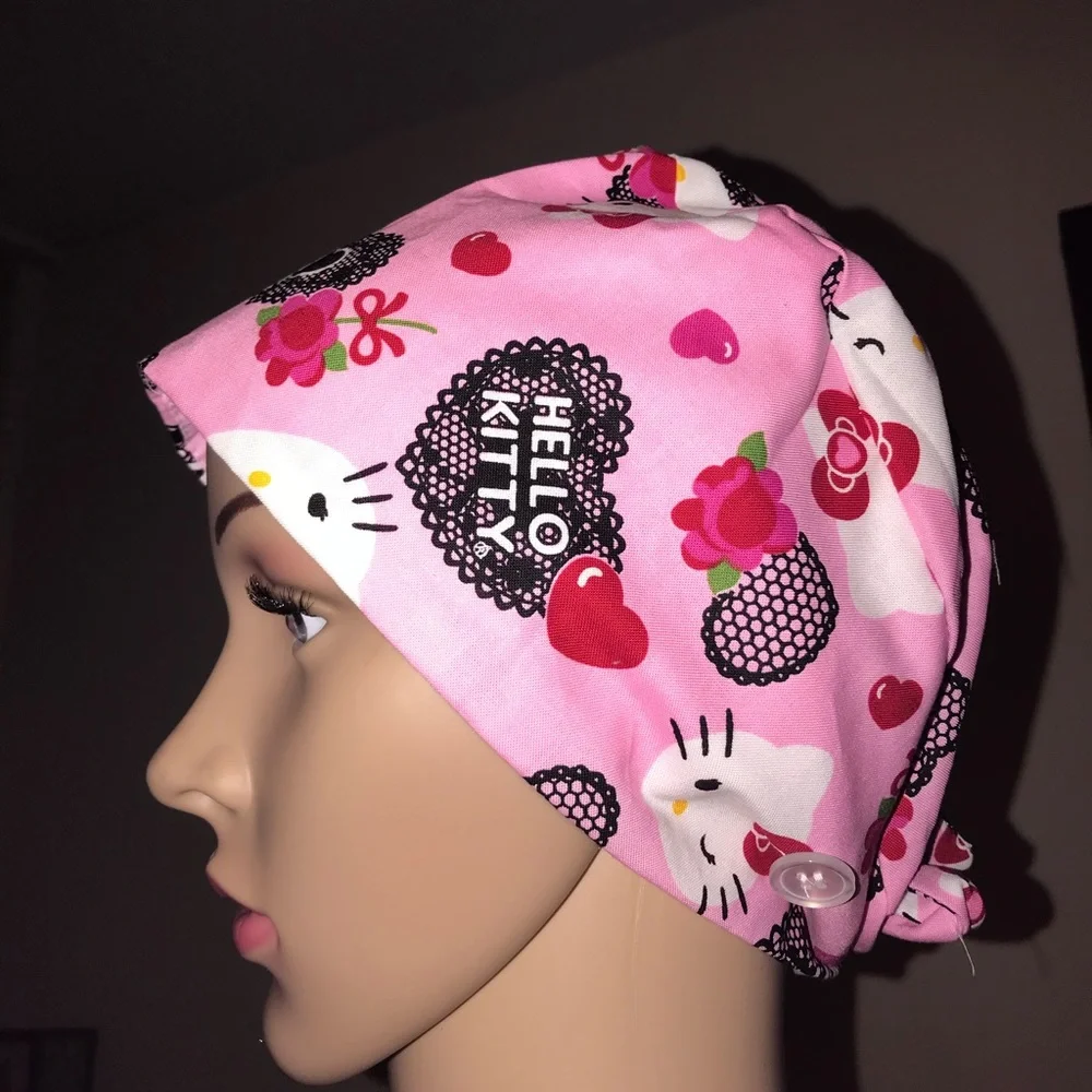 Pink Hello Kitty Scrub Cap Lab Surgical Hat